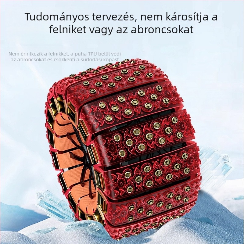 Univerzális téli hólánc autókhoz, 11 szöggel, jégtörő hatás, off-road SUV-hoz, vészhelyzeti használat, emelő nélkül