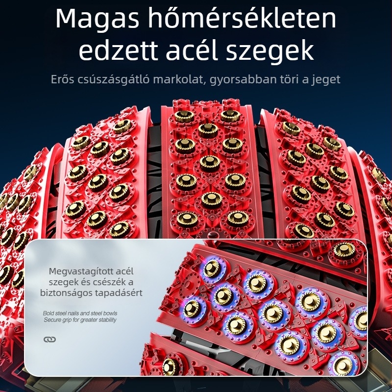 Univerzális téli hólánc autókhoz, 11 szöggel, jégtörő hatás, off-road SUV-hoz, vészhelyzeti használat, emelő nélkül