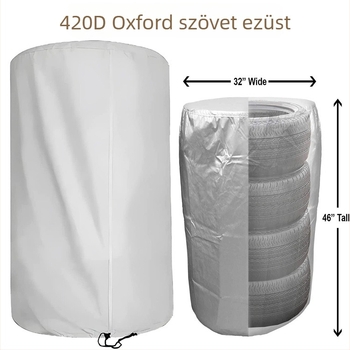 Gumiabroncsvédő készlet, 4 darab, 420D Oxford anyag, kör alakú cipzárral, Exquisite Sewing