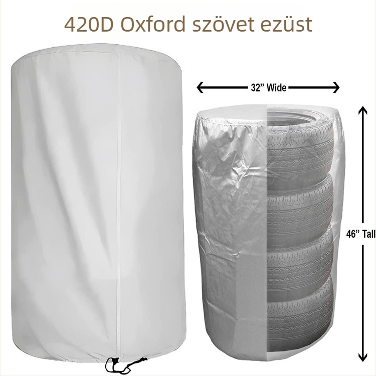 Gumiabroncsvédő készlet, 4 darab, 420D Oxford anyag, kör alakú cipzárral, Exquisite Sewing