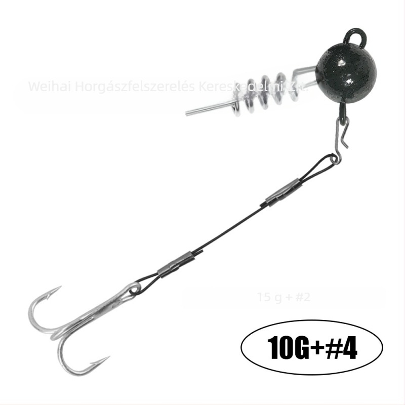 Nagy puha csalihorgos készlet, három horoggal, rozsdamentes acélszállal és rugós zárral