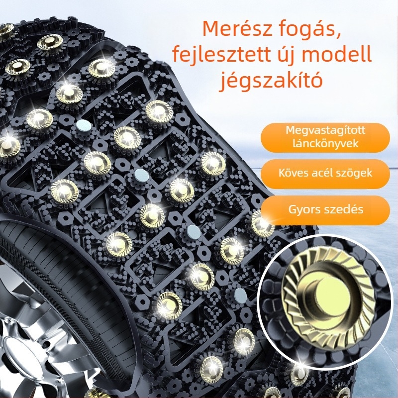 Xuetong univerzális gumírozott hóláncok autókhoz, 24 tüskével, 165–275 mm méretű gumikhoz