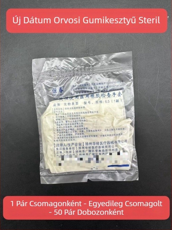 Egyszer használatos, steril orvosi sebészeti kesztyűk latex anyagból, egyedi csomagolásban