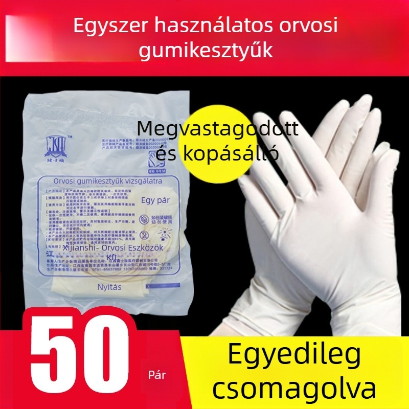Egyszer használatos, steril orvosi sebészeti kesztyűk latex anyagból, egyedi csomagolásban