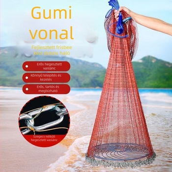 Frisbee-stílusú kézzel dobott halászháló, lánctípusú dobóháló, polietilin-náilon