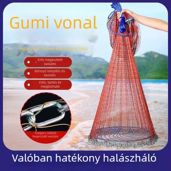 Frisbee-stílusú kézzel dobott halászháló, lánctípusú dobóháló, polietilin-náilon