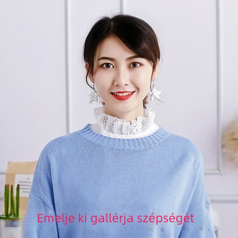 Álcázott gallér virágos kivágású díszítéssel, egyrétegű fodros él, pamut, felnőtteknek