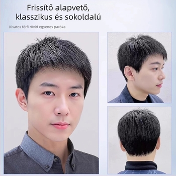 Férfi teljes fejperuka, valódi emberi haj, mechanizmusos készítés, Xuchang eredet