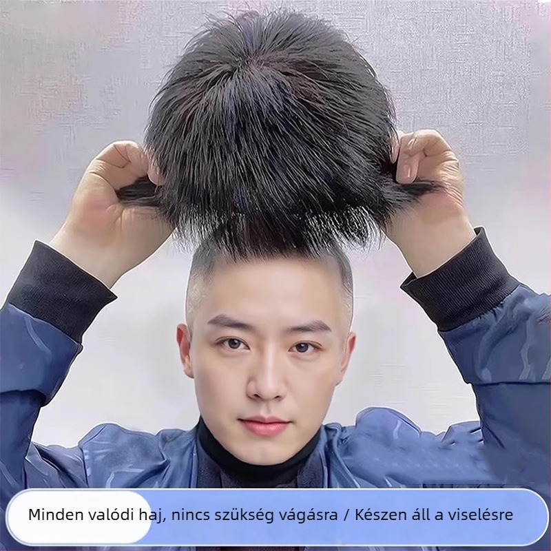 Férfi teljes fejperuka, valódi emberi haj, mechanizmusos készítés, Xuchang eredet