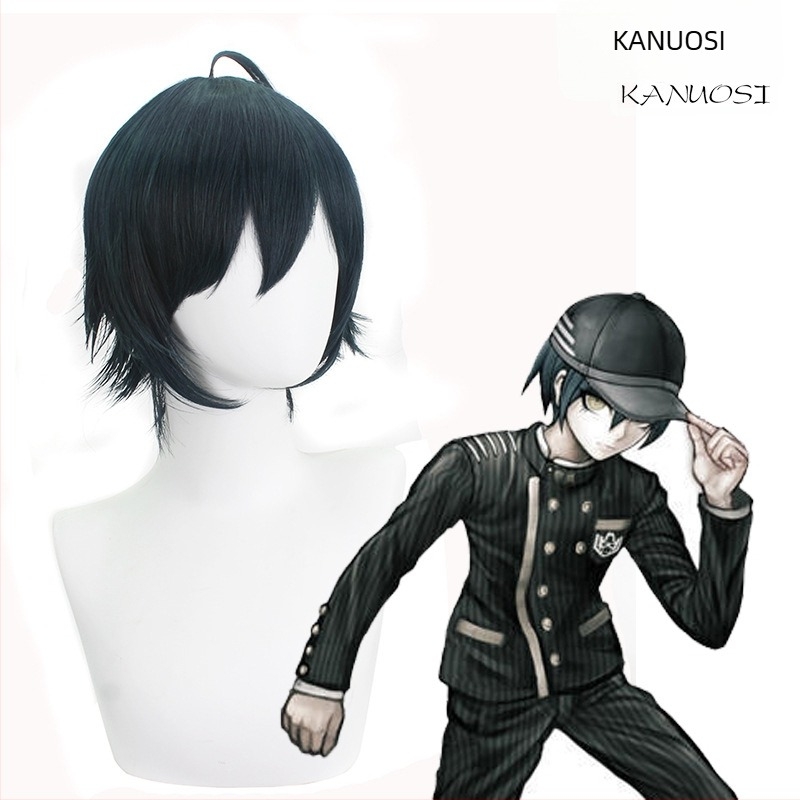 Carnoth Danganronpa Shuichi Saihara cosplay paróka, Ink-Blue, anti-deformáció