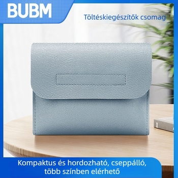 BUBM PU vízálló tápellátási kiegészítő táska – kézitáska-stílusú utazási tároló digitális eszközökhöz, többfunkciós, modell BM01381006
