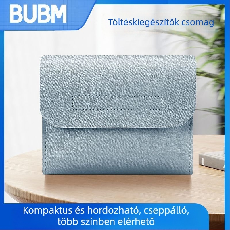 BUBM PU vízálló tápellátási kiegészítő táska – kézitáska-stílusú utazási tároló digitális eszközökhöz, többfunkciós, modell BM01381006