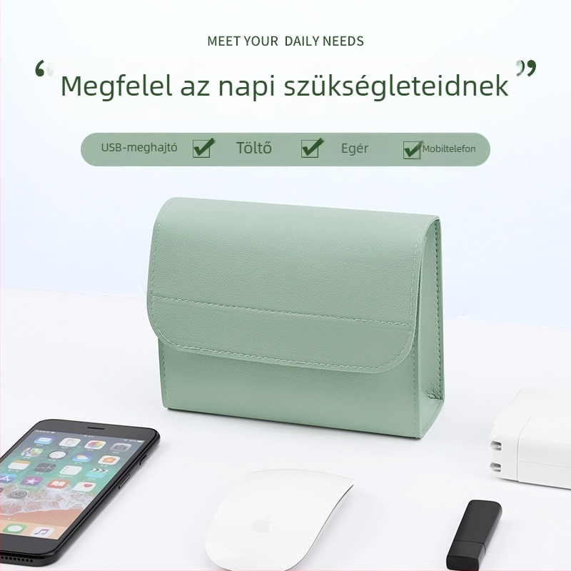 BUBM PU vízálló tápellátási kiegészítő táska – kézitáska-stílusú utazási tároló digitális eszközökhöz, többfunkciós, modell BM01381006