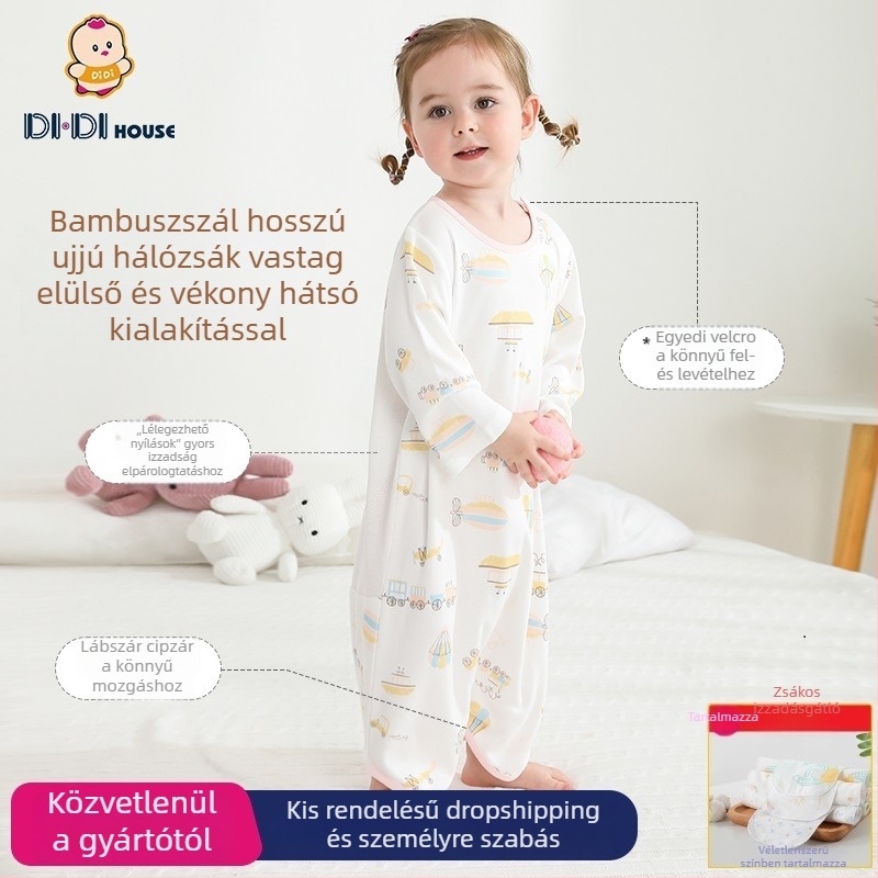 Gyerekeknek egybeöltözős hálaruházat, rövid ujjú, külső bambuszrostból, bélés és töltet 100% pamut, nedvességelvezető, mintával
