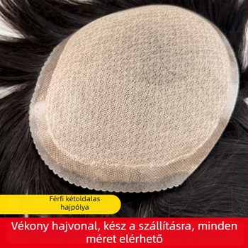 Férfi paróka, valódi emberi haj, kézzel szőtt, kopasz folt fedése, modell Xd3