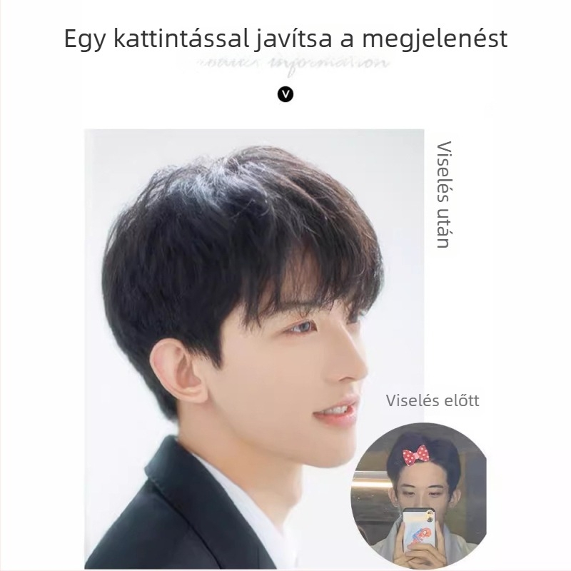 Férfi paróka, koreai stílus, elegáns rövid, természetes hatású