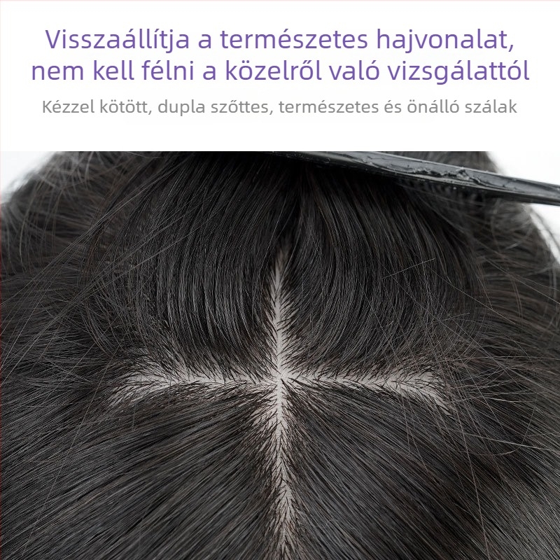 Férfiaknak készült valódi emberi hajból készült paróka – teljesen kézzel készített, kopaszodás fedése, rövid fazon, természetes fejbőrhöz illeszkedő megjelenés, festhető és permálható, illik bőrszínhez és arctípushoz.
