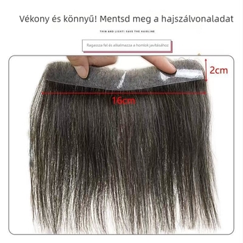 Férfiaknak szóló paróka természetes hajból, természetes hajvonal, könnyű és látnhatatlan, kézzel szőtt, 15 cm hosszú