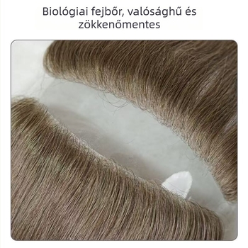 Férfiaknak szóló paróka természetes hajból, természetes hajvonal, könnyű és látnhatatlan, kézzel szőtt, 15 cm hosszú