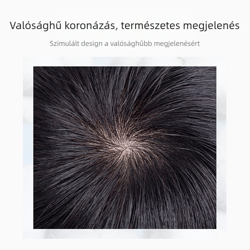 Férfi paróka, rövid haj, valódi emberi hajból, teljes fejfedés, légáteresztő mechanizmus (Model JT-NDTT01)