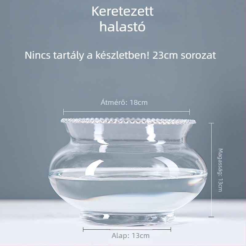 Üvegből készült kerek asztali akvárium aranyhalaknak hidroponikus növény-díszítéssel (Anyag: Üveg; Forma: Kör; Elhelyezés: Asztali; Funkció: Hidroponikus növény-díszítés)