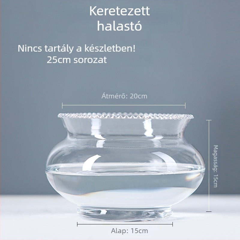 Üvegből készült kerek asztali akvárium aranyhalaknak hidroponikus növény-díszítéssel (Anyag: Üveg; Forma: Kör; Elhelyezés: Asztali; Funkció: Hidroponikus növény-díszítés)