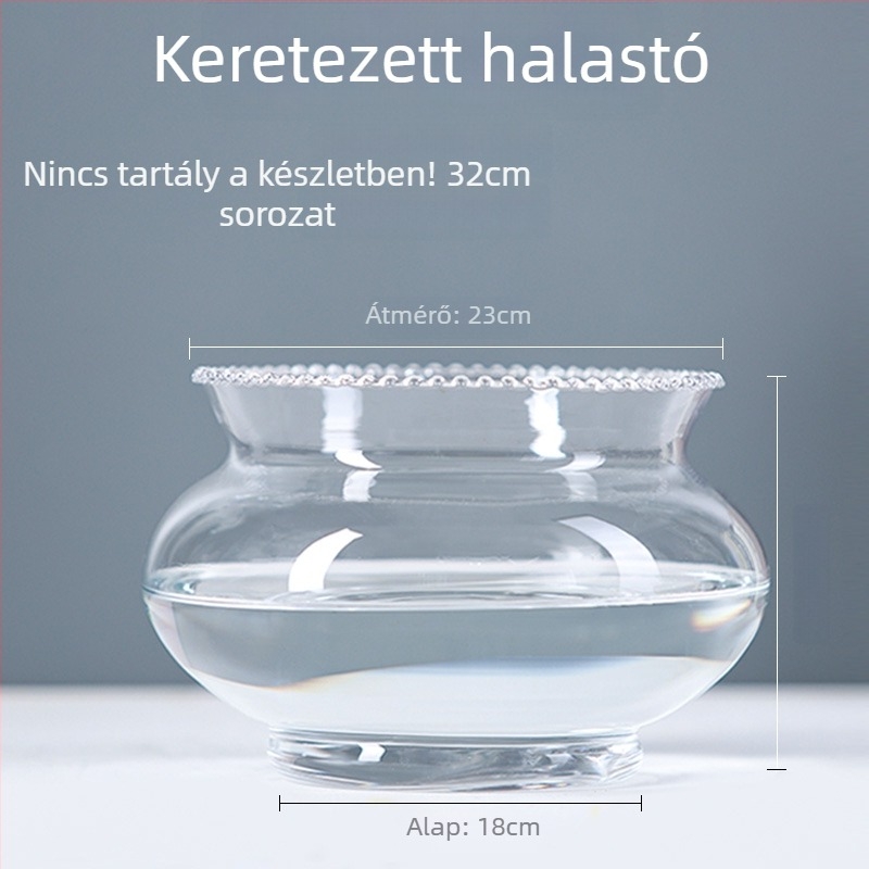Üvegből készült kerek asztali akvárium aranyhalaknak hidroponikus növény-díszítéssel (Anyag: Üveg; Forma: Kör; Elhelyezés: Asztali; Funkció: Hidroponikus növény-díszítés)