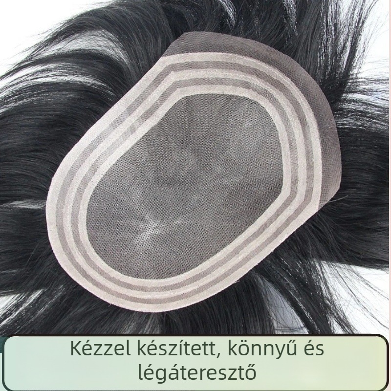 Férfi hajrész 0.1 Mesh – valódi emberi hajból, kézzel szőtt, egyenes, hajfesthető