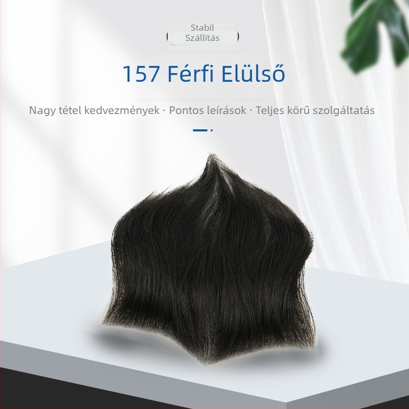Férfi paróka, modell 15×7, teljesen kézzel szőtt, valódi emberi haj, festhető