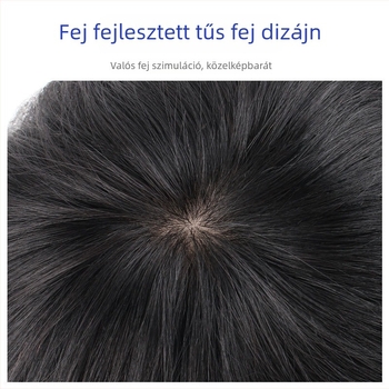 Férfiaknak szóló, valódi hajból készült parúkadarab a homlokfedéshez, rövid hossz, egy darabból álló kivitel, festhető