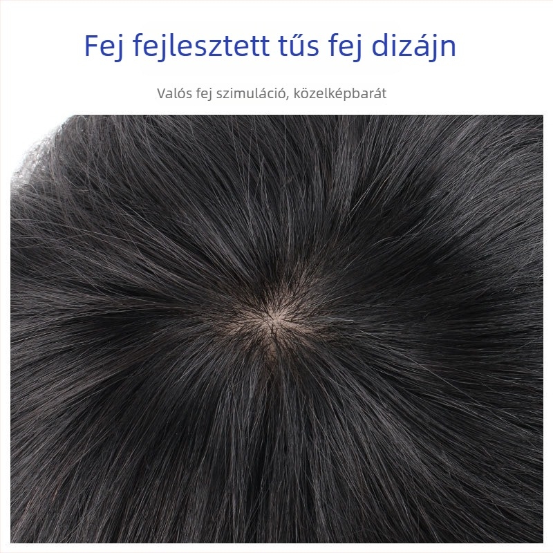 Férfiaknak szóló, valódi hajból készült parúkadarab a homlokfedéshez, rövid hossz, egy darabból álló kivitel, festhető