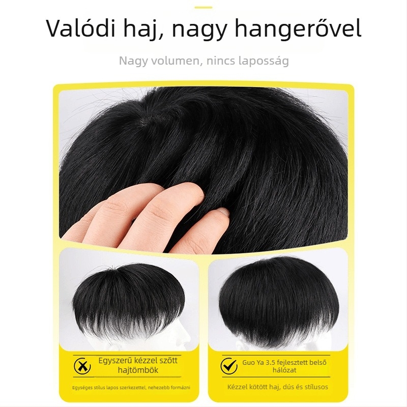 Férfi paróka, teljes kézi szövésű, mono hálóval, valós emberi hajból, modell: Men's No. 3 Net Delivery Spiral Hair Block, kopaszságot fed