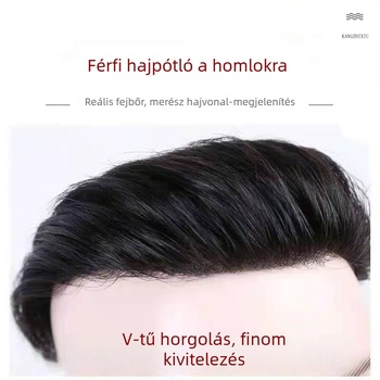 Férfi hajvonal-paróka, kézzel szőtt, valódi emberi hajból, elülső rész