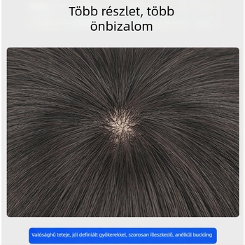 Férfi paróka természetes hajból, rövid, koreai stílus, légáteresztő, ősz haj fedése