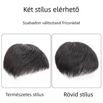 Férfi paróka természetes hajból, rövid, koreai stílus, légáteresztő, ősz haj fedése