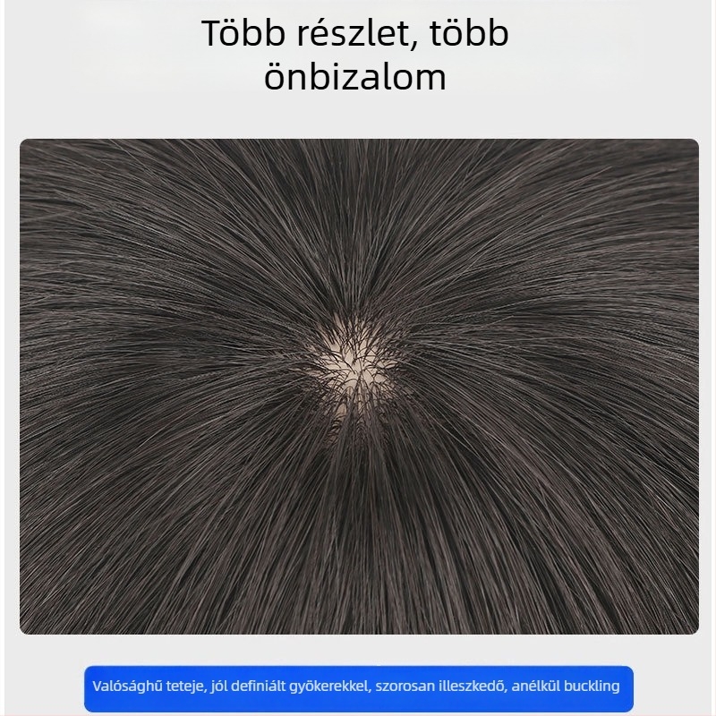 Férfi paróka természetes hajból, rövid, koreai stílus, légáteresztő, ősz haj fedése