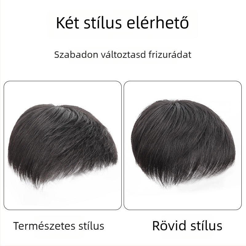Férfi paróka természetes hajból, rövid, koreai stílus, légáteresztő, ősz haj fedése