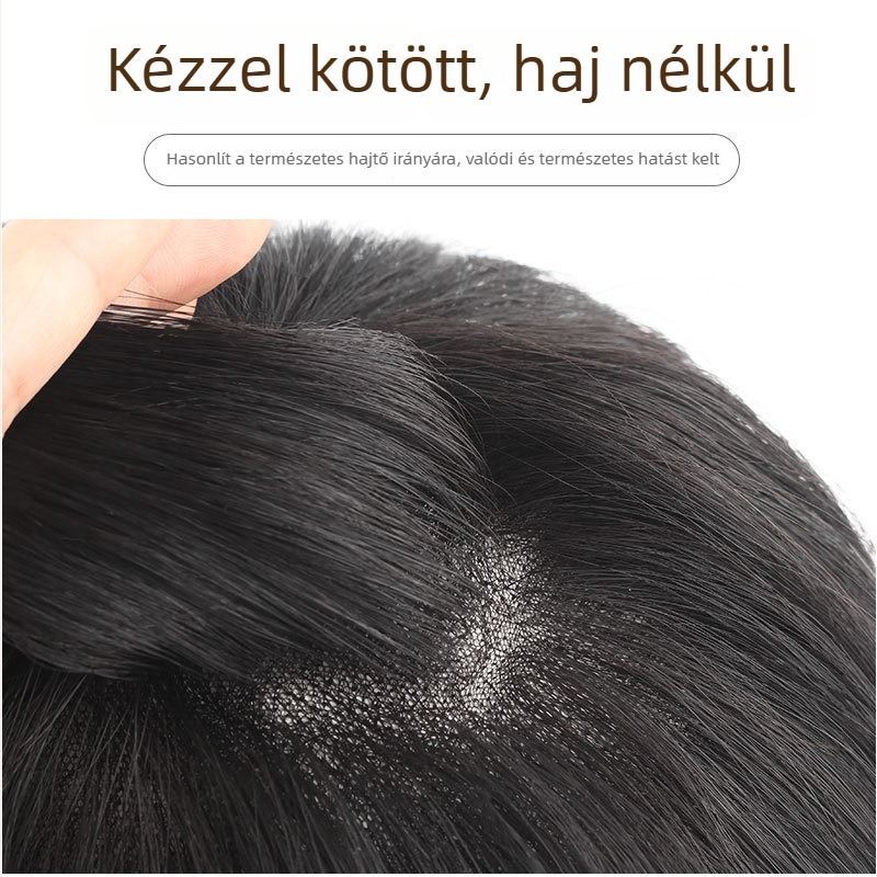 Férfi kézzel szövött paróka valódi emberi hajból, teljesen kézzel készített, festhető, természetes bőrtónus, alkalmas bármilyen arcformához