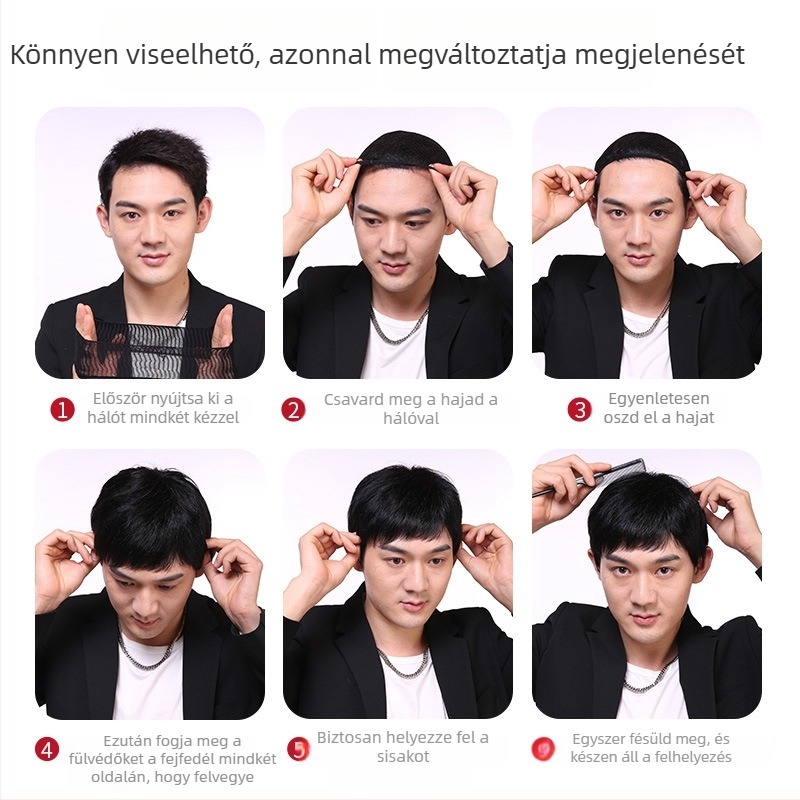 Férfi paróka, valódi emberi haj, teljesen kézzel szőtt, festhető, Henan eredetű