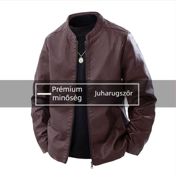 Férfi bőrdzseki álló gallérral, cipzáras záródás, természetes báránybőr, karcsúsított szabás, ultra- rövid hossz ≤ 40 cm