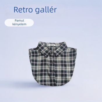 Inghez való hamis gallér, pamut, kockás minta, szabadidős stílus, japán ihletésű