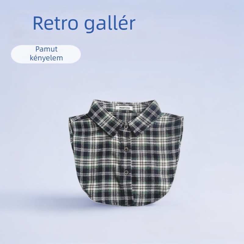 Inghez való hamis gallér, pamut, kockás minta, szabadidős stílus, japán ihletésű