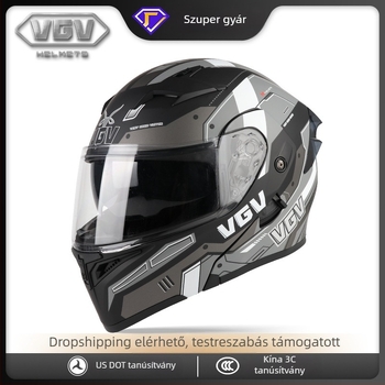 VGV teljes arcú motorkerékpár sisak, ABS anyag, 3C tanúsított, egész éves használatra, felnőtteknek