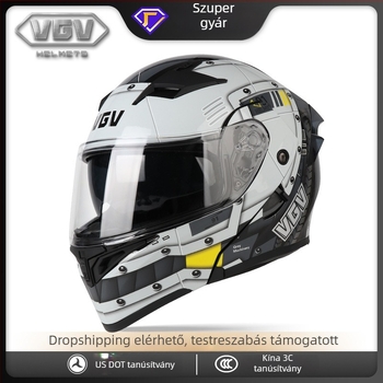 VGV teljes arcú motorkerékpár sisak, ABS anyag, 3C tanúsított, egész éves használatra, felnőtteknek