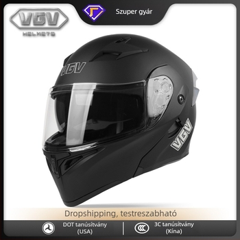 VGV teljes arcú motorkerékpár sisak, ABS anyag, 3C tanúsított, egész éves használatra, felnőtteknek