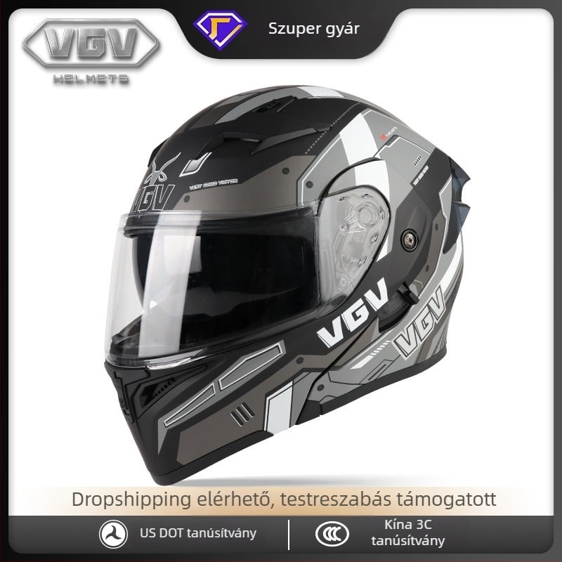 VGV teljes arcú motorkerékpár sisak, ABS anyag, 3C tanúsított, egész éves használatra, felnőtteknek
