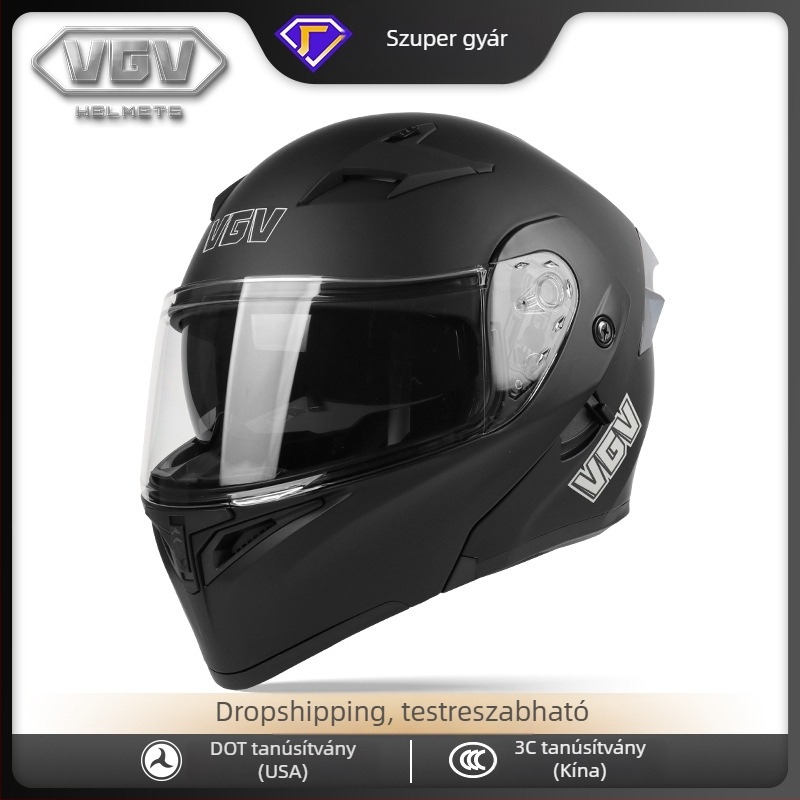 VGV teljes arcú motorkerékpár sisak, ABS anyag, 3C tanúsított, egész éves használatra, felnőtteknek