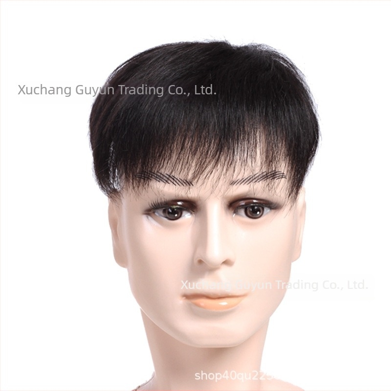 Férfi fej tetejére szánt topper, valódi emberi hajból, rövid hosszúságú, festhető, könnyű és láthatatlan