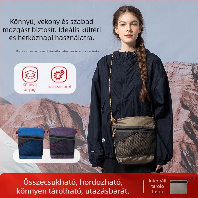 Túrákhoz viselhető kereszttest táska: ultrakönnyű nylon, nagy kapacitás, vízálló, összecsukható, casual vállpánt