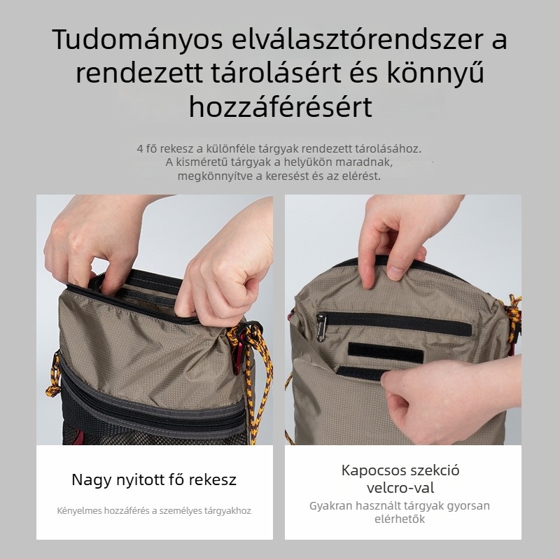 Túrákhoz viselhető kereszttest táska: ultrakönnyű nylon, nagy kapacitás, vízálló, összecsukható, casual vállpánt